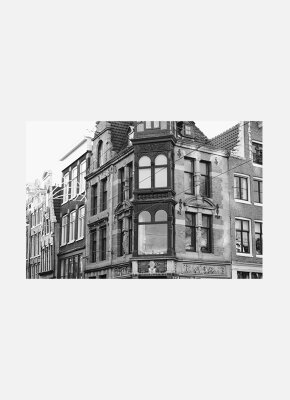 Постер Амстердам Фасады домов черно-белый