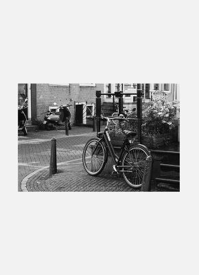 Постер Амстердам Велосипед черно-белый