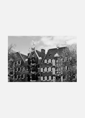 Постер Амстердам Дома черно-белый