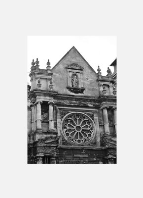 Постер Нормандия Дьепп Церковь Сен-Реми черно-белый